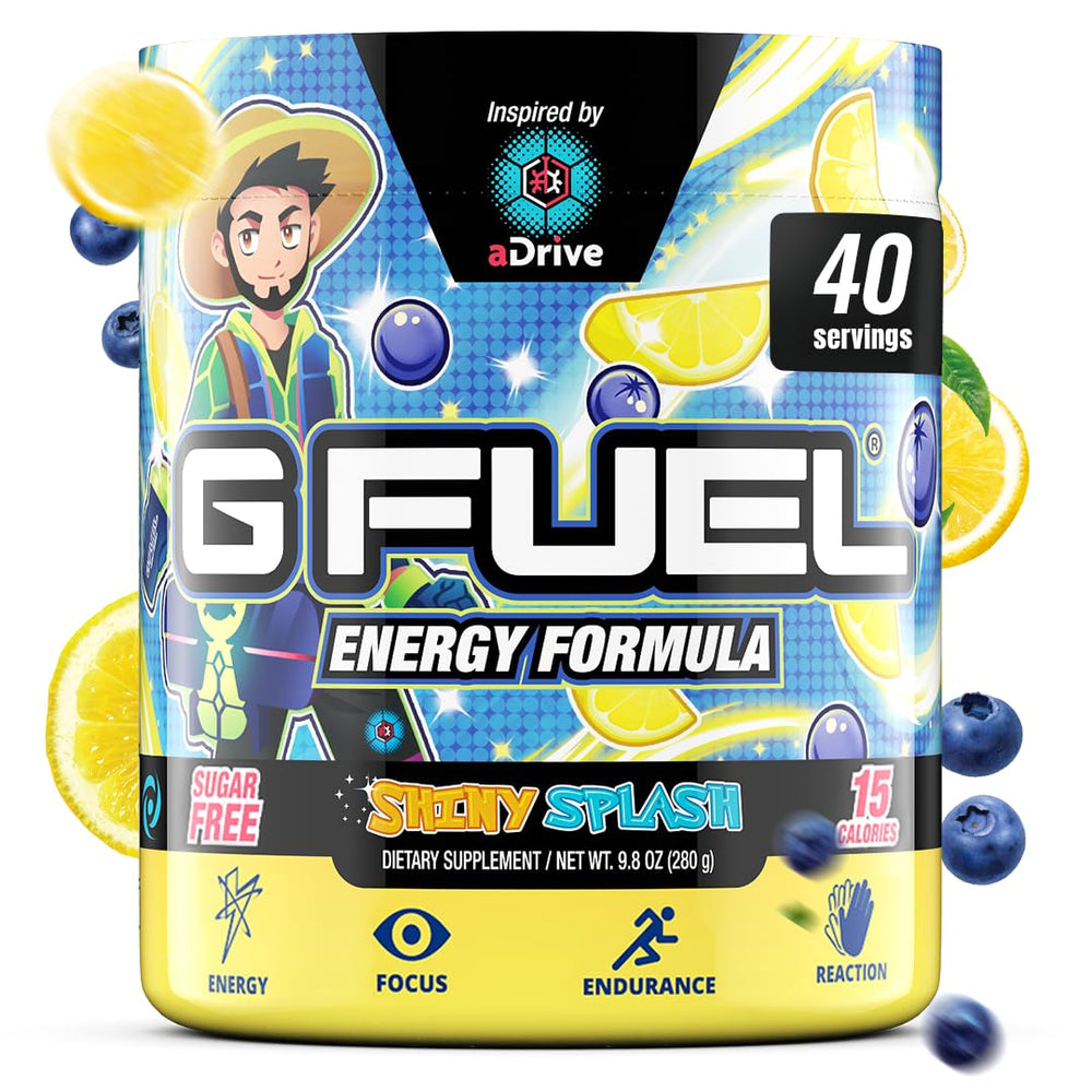 G Fuel aDrive blueberry-lemonade can provides sugar-free energy for gaming