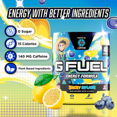 G Fuel aDrive dissolving powder in a glass shows quick flavor mix