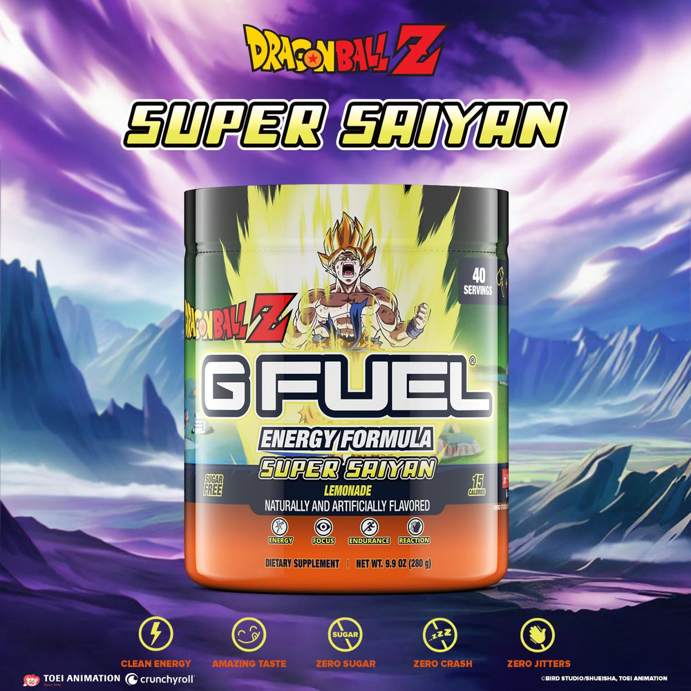 G Fuel Dragon Ball Z Lemonade powder with scoop for quick focus during play