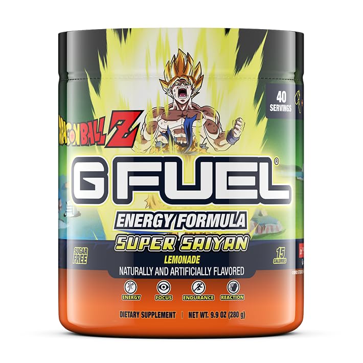 G Fuel Dragon Ball Z Lemonade tub front for gaming energy boost