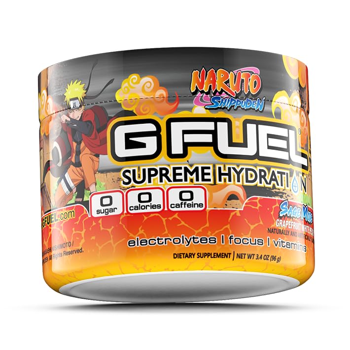 G Fuel Naruto Sage Supreme Hydration bottle with grapefruit-white peach flavor for refreshing hydration