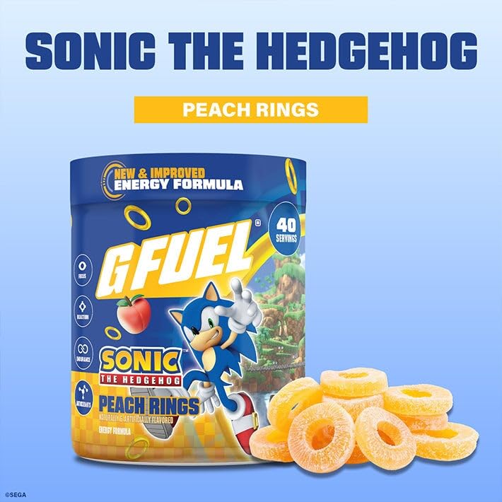 G Fuel Sonic 2.0 in a gaming setup, powder ready for pre-game boost.