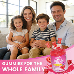 GGMMUU Alpha Lipoic Acid Gummies sugar-free badge beside bottle for sugar-conscious choices