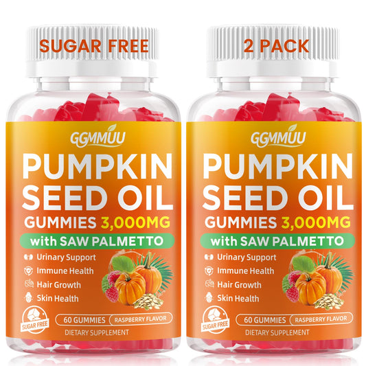 GGMMUU pumpkin seed oil gummies raspberry bottle for convenient daily hair and skin support.
