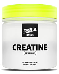 GHOST Basics Creatine monohydrate tub front view for daily workout support.