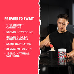 Scoop-dispensing action of GHOST Burn for convenient servings