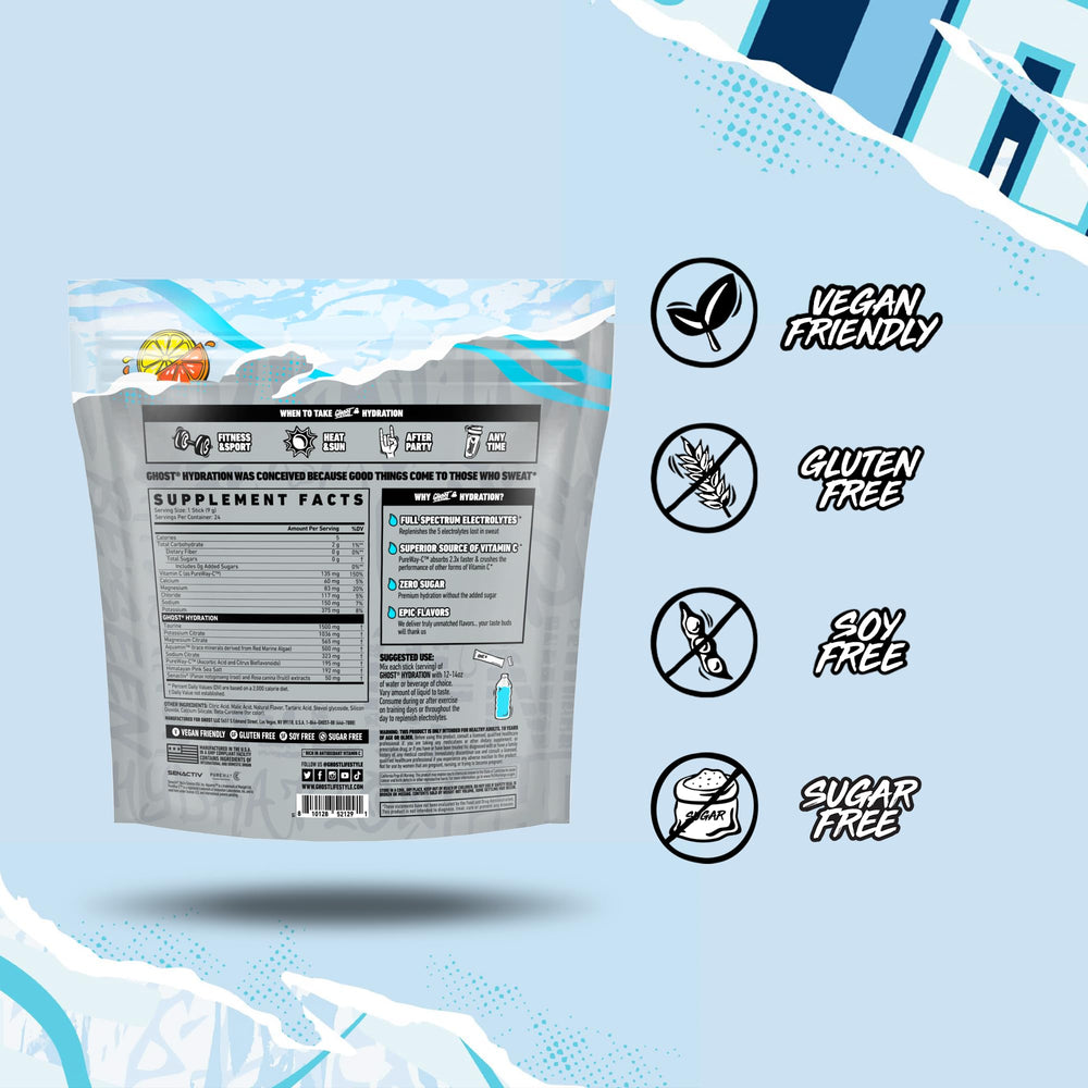 Glass poured with GHOST Hydration Lemon Crush for a refreshing electrolyte boost