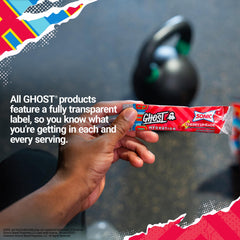 GHOST Hydration Packets back-label details transparent ingredients list and no proprietary blends.