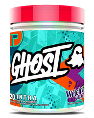 GHOST Intra Welch's Grape label displays transparent dosing for informed choices.