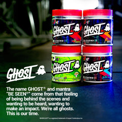 GHOST Legend All Out athlete uses pre-workout during gym session for readiness.