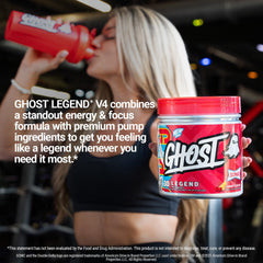 Ghost Legend packaging on gym shelf with transparent label