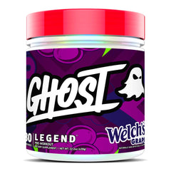 Ghost Legend pre-workout bottle with Welch's grape flavor for clean energy boost.