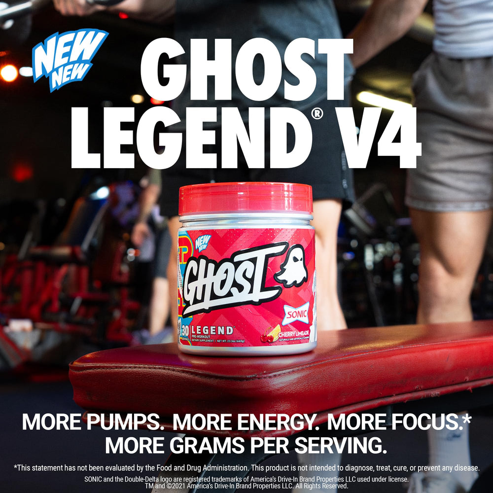 Ghost Legend scoop dispensing into shaker shows precise dosing for workouts