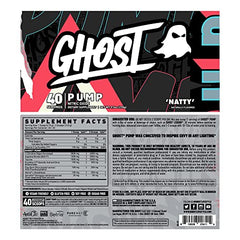 GHOST Pump Natty ingredients label highlights transparent dosing and vegan-friendly formula.