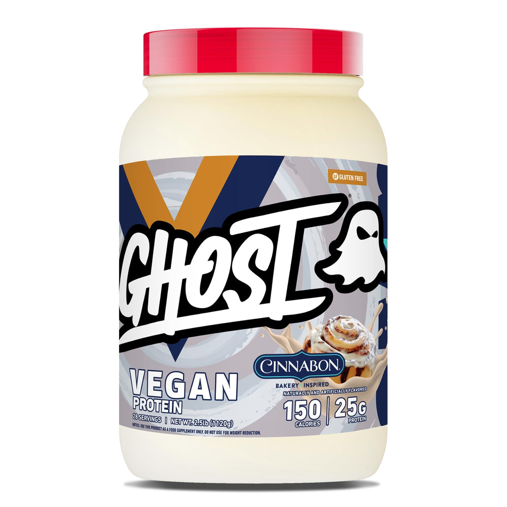 Ghost Vegan V2 Cinnamon tub for post-workout shakes with 25g protein