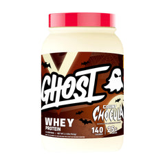 GHOST Count Chocula whey tub label shows transparency and 25 g protein per scoop.