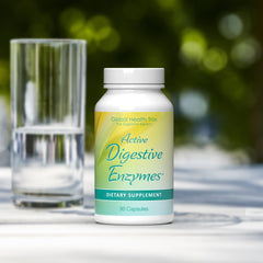 Global Health Trax Digestive Enzymes label packaging emphasizes plant-based ingredients