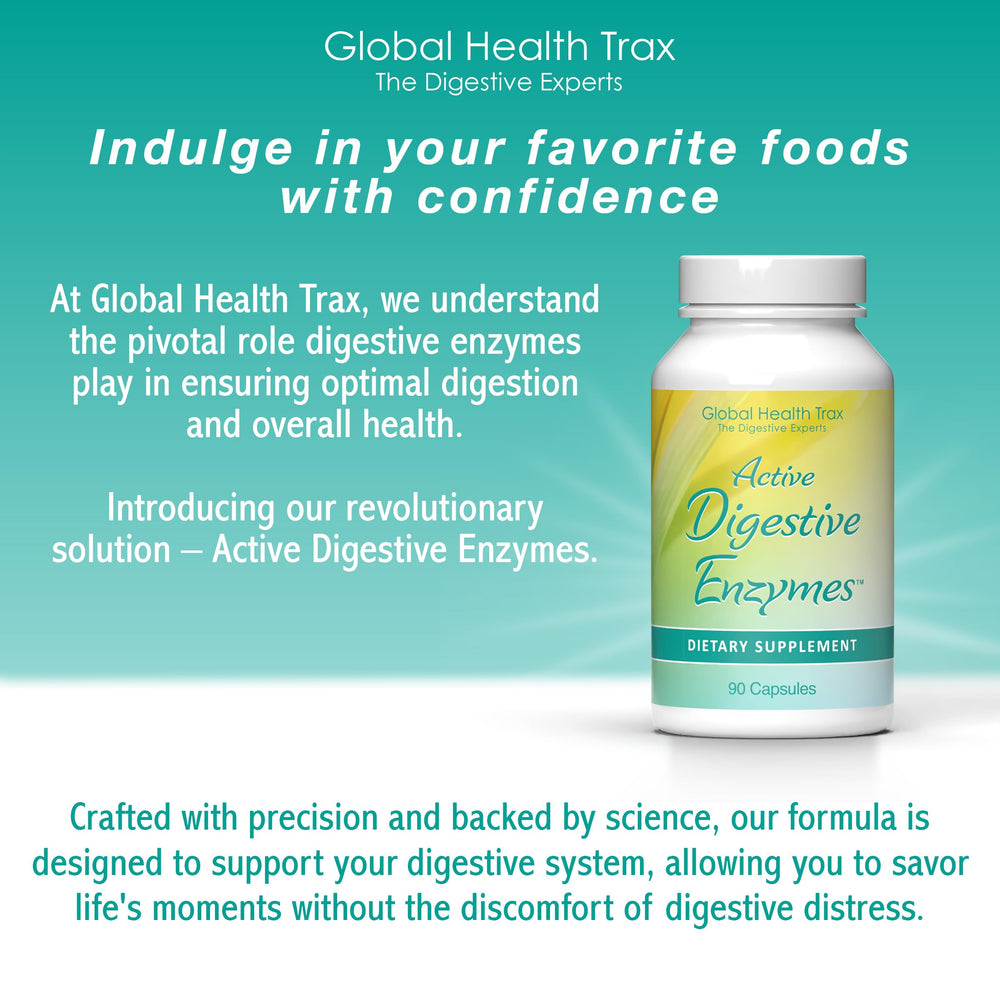 Global Health Trax Digestive Enzymes plant-based ingredients visible on label
