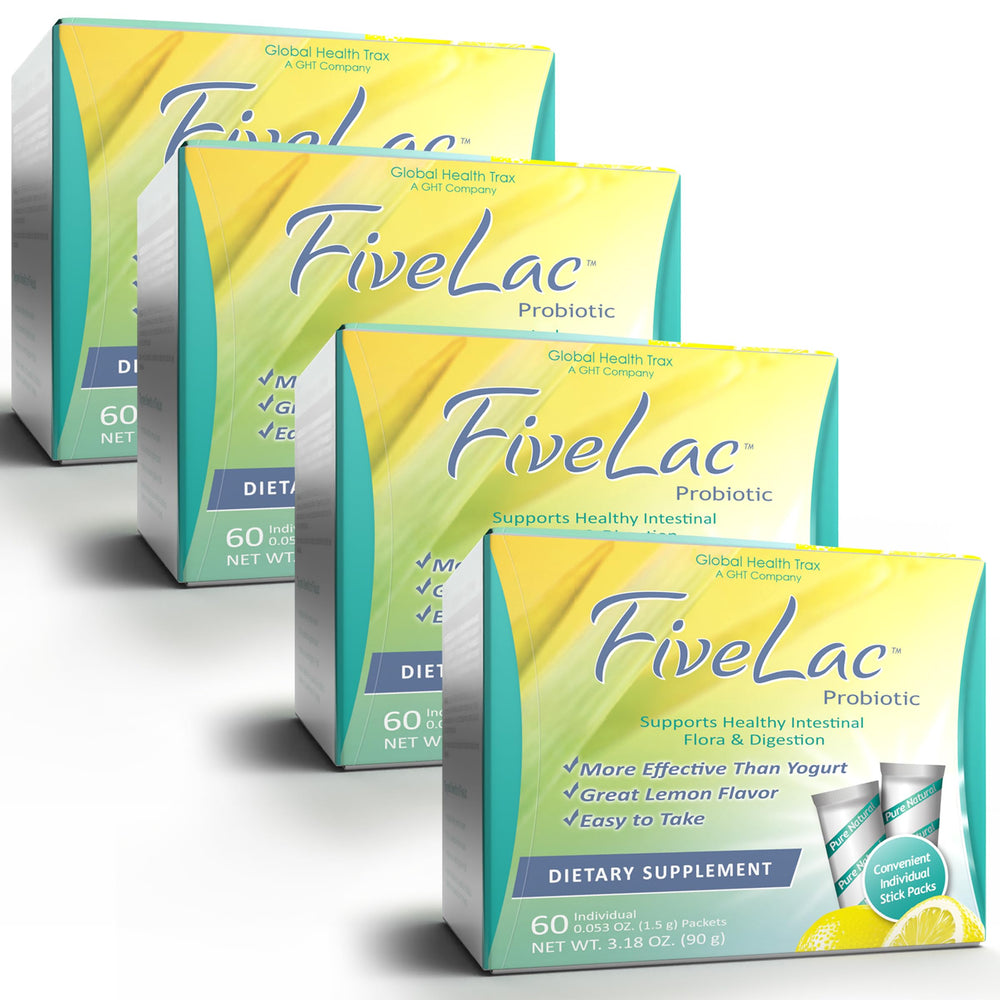 GHT FiveLac Lemon Probiotic bottle being poured for smooth digestion and daily wellness.