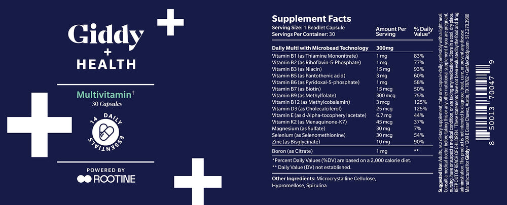 Giddy+Health multivitamin-in-bottle-setup suggests an easy daily routine.