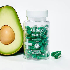 Giddy+Health multivitamin label-detail emphasizes purity and potency standards.