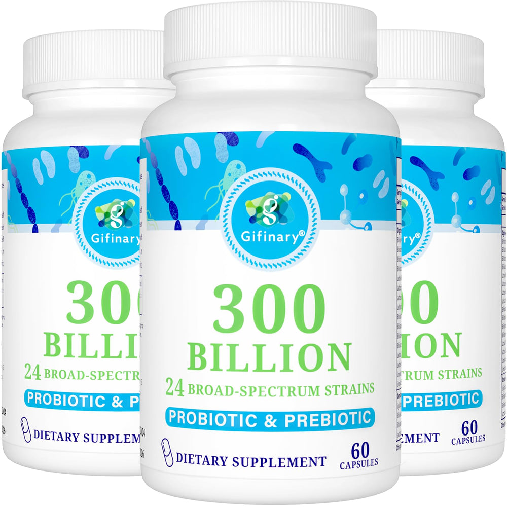 Gifinary Probiotics bottle with 300 Billion CFU supports gut health