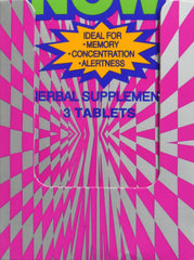 Ginko Biloba Energy Now label close-up highlighting potent herbal blend for focus