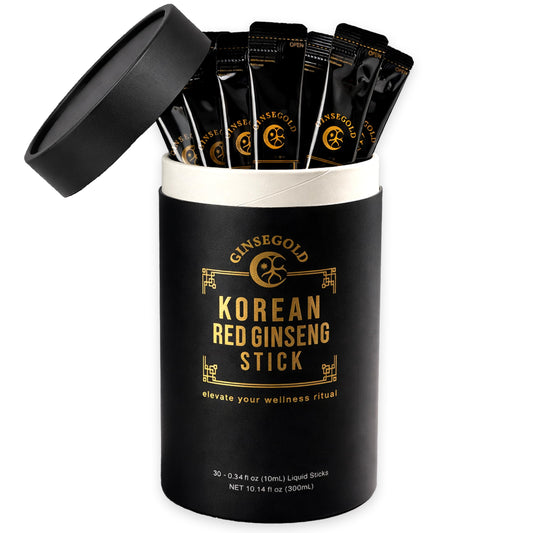 GINSEGOLD Korean Red Ginseng Stick tear-open moment shows clean, premium energy on the go.