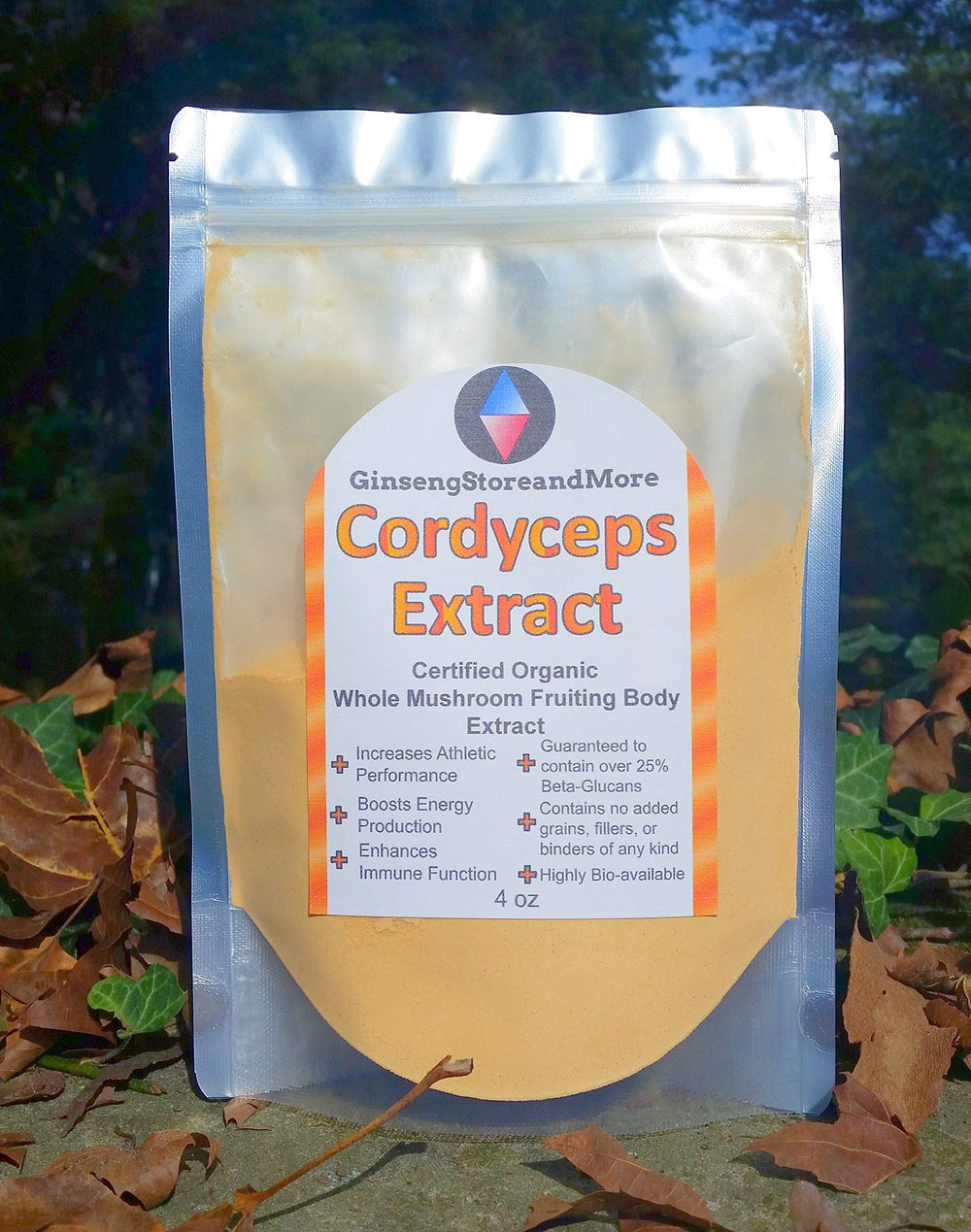 GinsengStoreAndMore Cordyceps Militaris extract jar emphasizing beta-glucan richness for daily use.