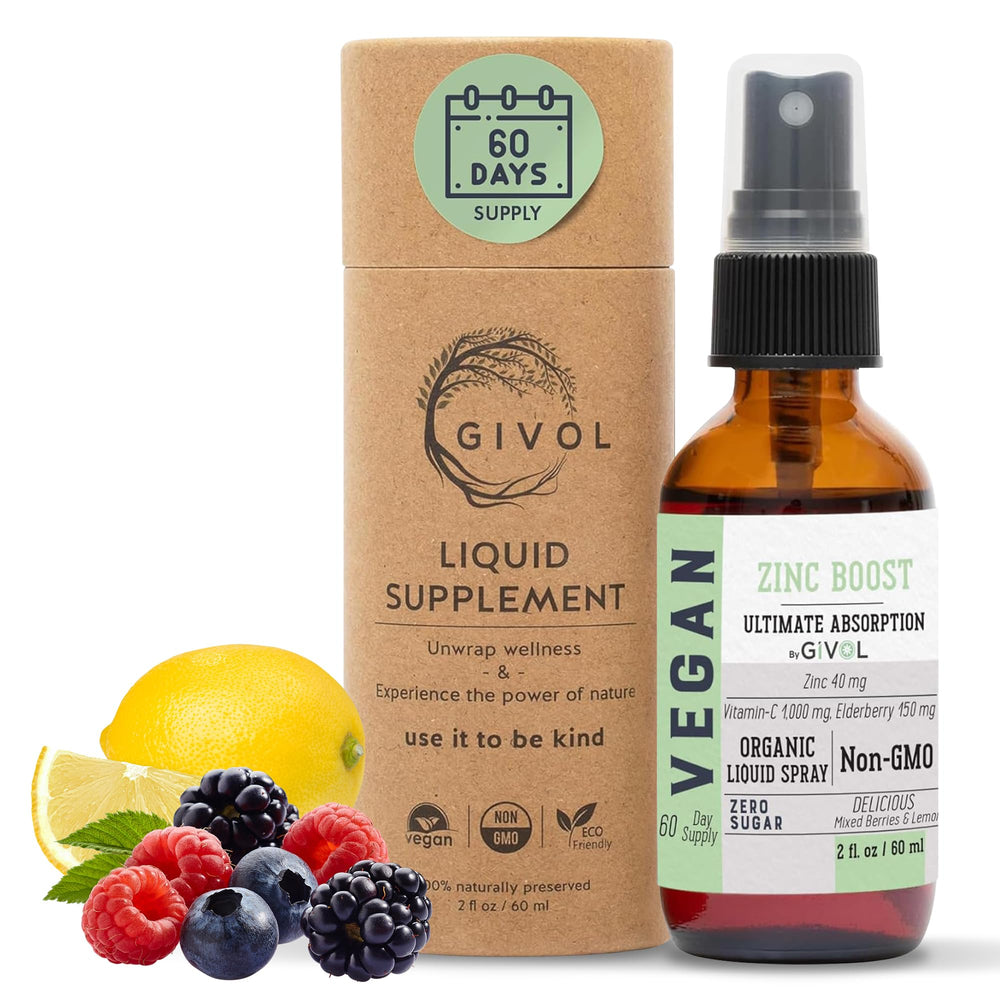 GIVOL Zinc Boost Mist bottle pour showing convenient daily spray for easy supplementation
