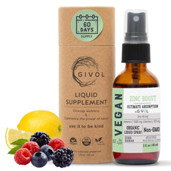 GIVOL Zinc Boost Mist bottle pour showing convenient daily spray for easy supplementation