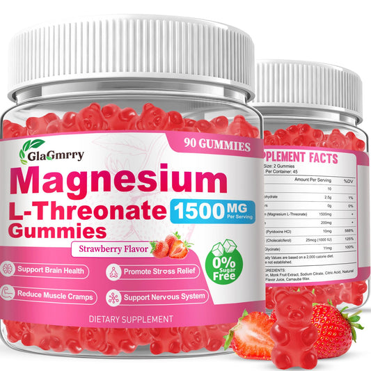 GlaGmrry magnesium L-threonate gummies bottle front for brain support