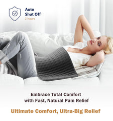 Glamigee heating pad showing six heat settings for customizable comfort.