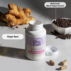GLEEFULL SUPPS GleeFull Over 30 capsules closeup for reference.