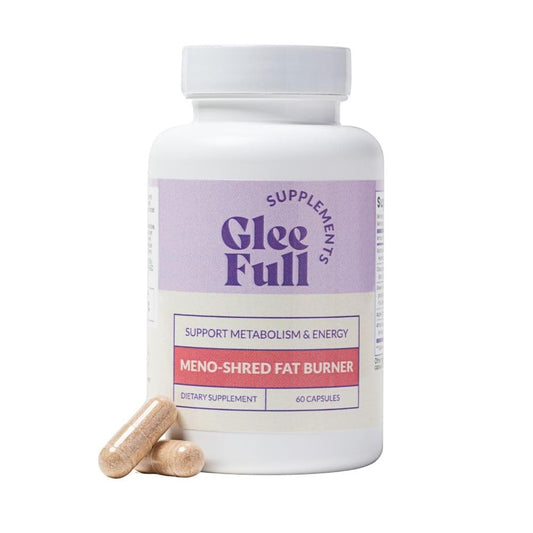 GLEEFULL SUPPS Meno-Sherd Fat Burner bottle on shelf for metabolic support
