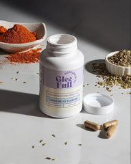 GLEEFULL SUPPS Meno Belly Flusher dose-scoop demonstrates easy daily probiotic measurement