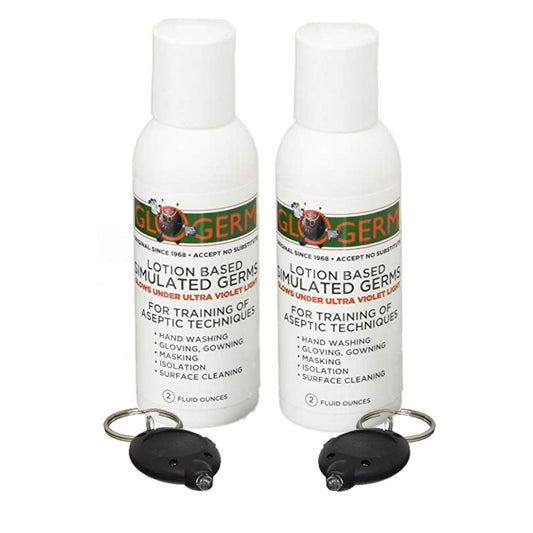 Glo Germ Mini Gel Kit bottle pour shows germ simulation for effective hand-washing practice