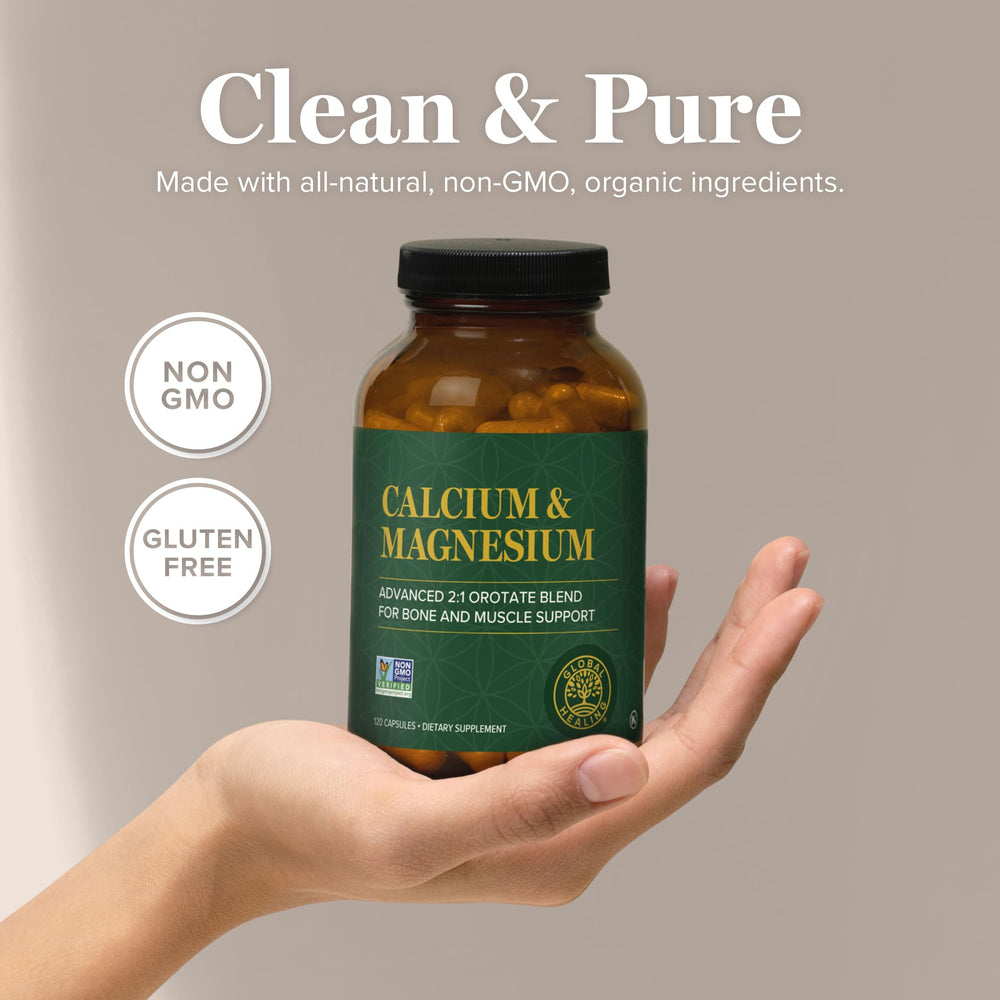 Global Healing Center capsules close-up confirms allergen-free formula.