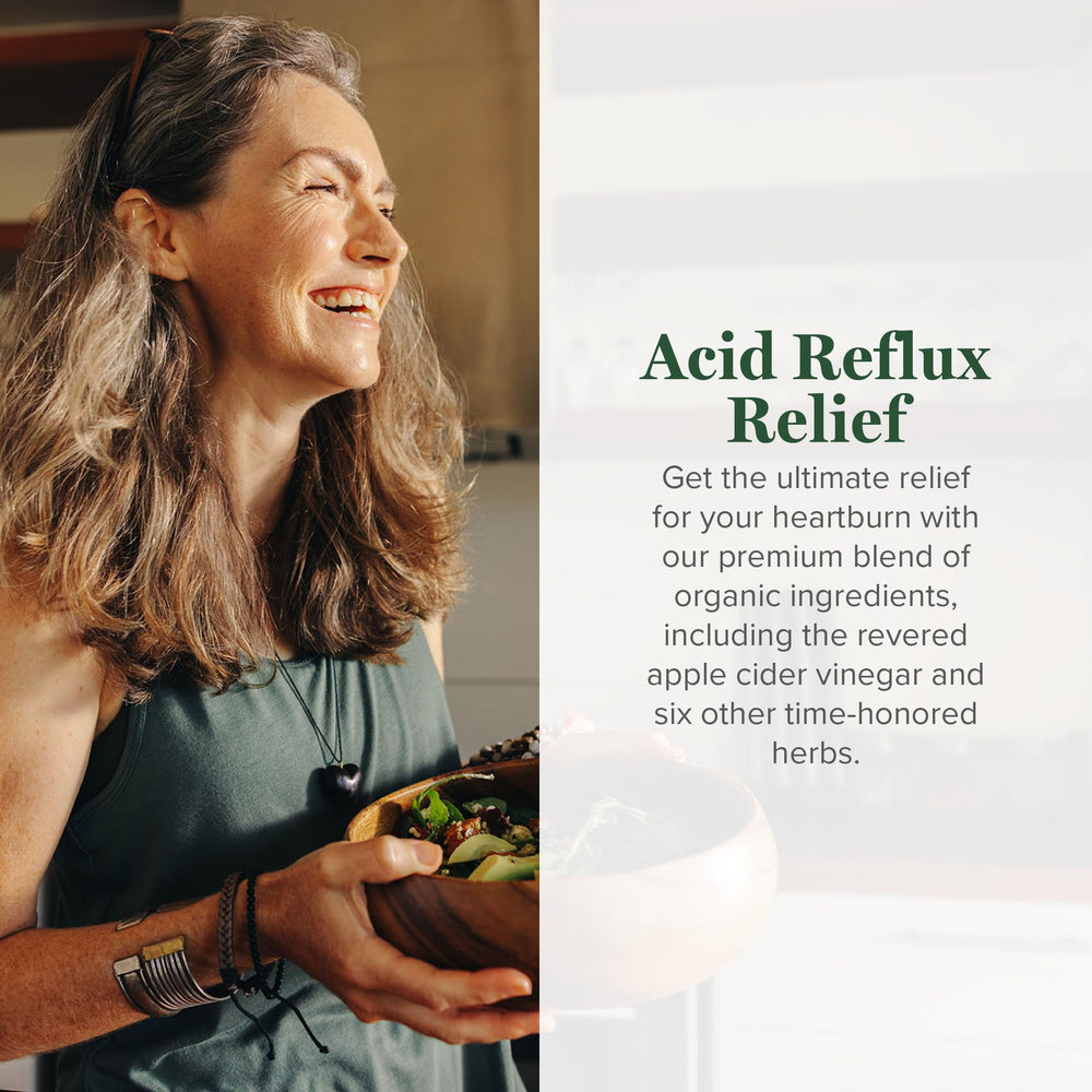 Global Healing Center Acid Reflux Relief liquid pour showing easy dosing
