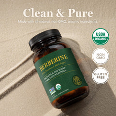 Global Healing Center berberine and black pepper visual suggests enhanced absorption potential.