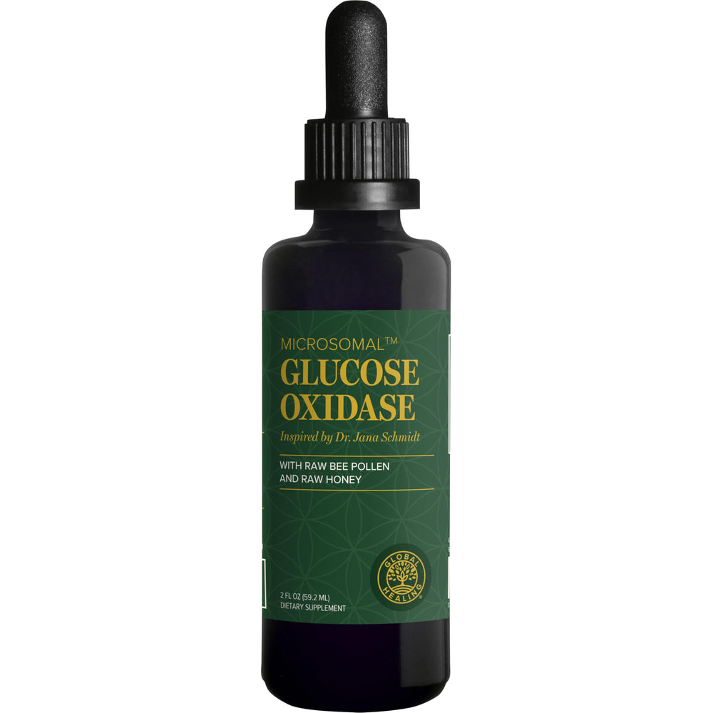 Global Healing Center Glucose Oxidase bottle front showing immunity support branding
