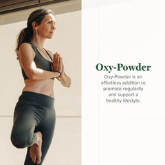 Global Healing Center Oxy-Powder pour showing easy daily intake.