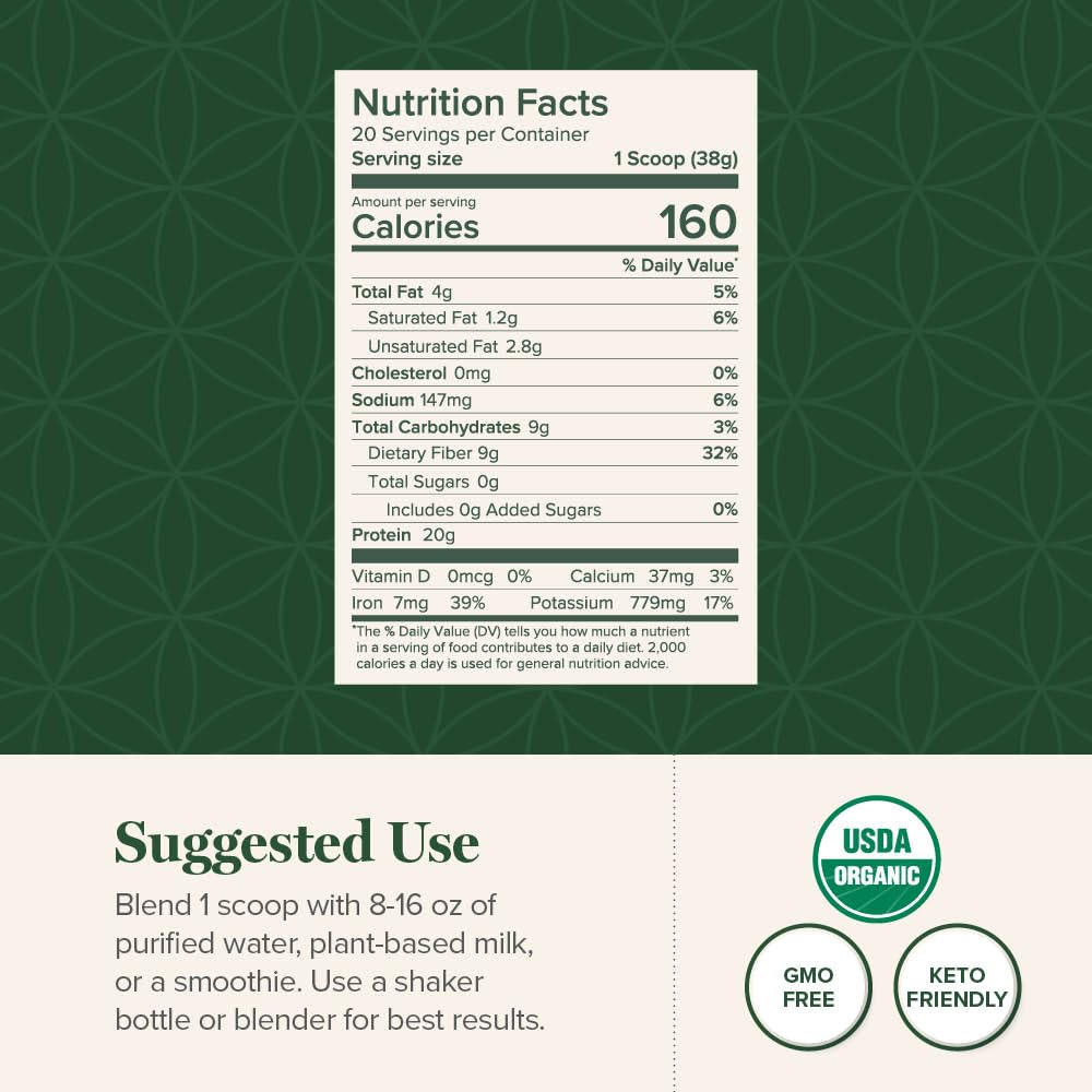 Global Healing Vanilla Protein Powder Bag featuring organic ingredients for clean fueling