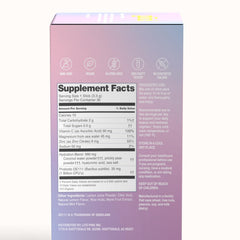 Glōci Skin + Gut label close-up shows DE111 and key ingredients.