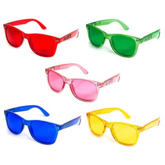 GloFX Color Therapy Glasses 5-pack front view highlighting mood-balancing chromotherapy potential.