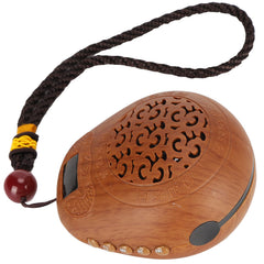 GLOGLOW Travel-friendly design with subtle wood grain finish and lanyard.