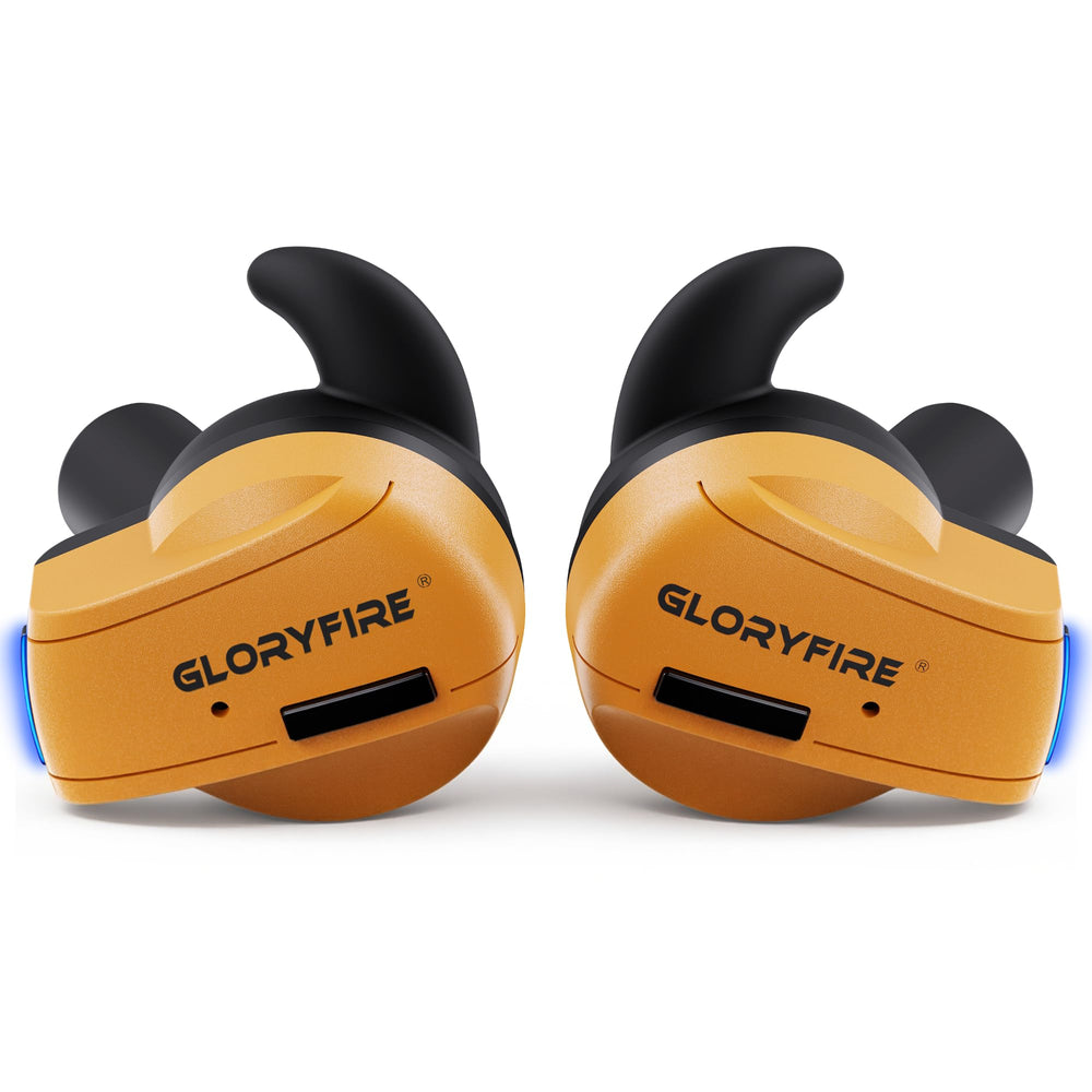 GLORYFIRE earbuds in charging case offering long-duty protection and quick recharging on site.