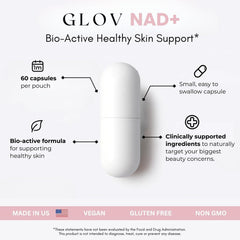 Glov Beauty Resveratrol Urolithin A complex supports radiant skin appearance.