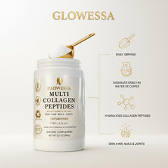 Glowessa bottle with glass illustrating a daily routine for joints