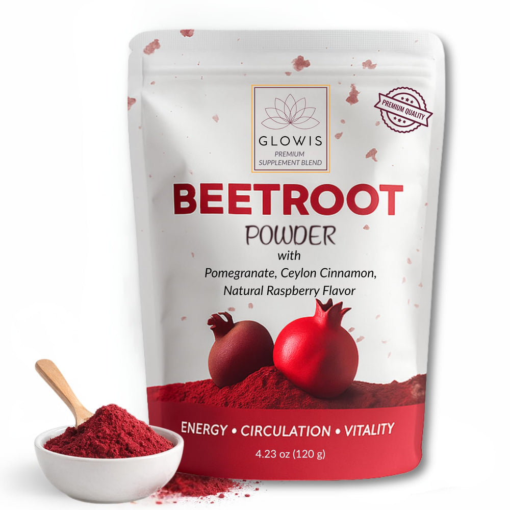 GLOWIS beet root powder scoop for easy daily serving and color boost